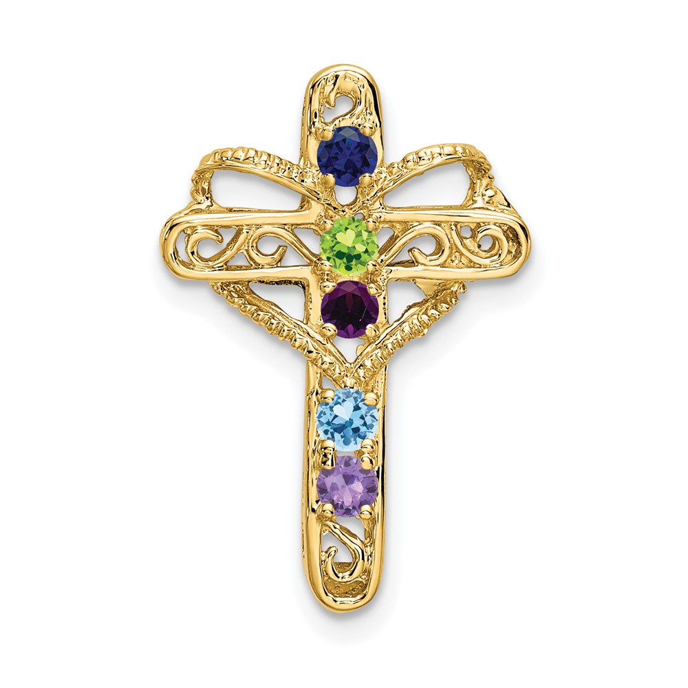 14K Yellow Gold Synthetic Diamond Family Jewelry Pendant