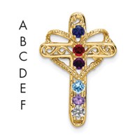 14K Yellow Gold Synthetic Diamond Family Jewelry Pendant view 3