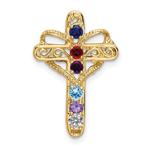 14K Yellow Gold Synthetic Diamond Family Jewelry Pendant