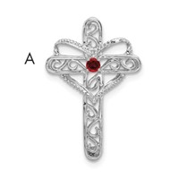14K White Gold Synthetic Mother's Cross Pendant view 4