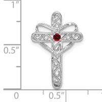 14K White Gold Synthetic Mother's Cross Pendant view 3
