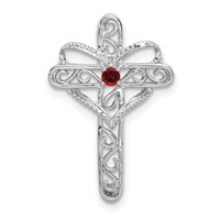 14K White Gold Synthetic Mother's Cross Pendant view 1