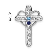 14K White Gold Synthetic Mother's Cross Pendant view 4