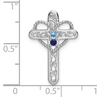 14K White Gold Synthetic Mother's Cross Pendant view 3