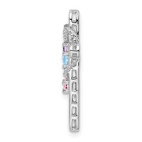 14K White Gold Genuine Mother's Cross Pendant view 2