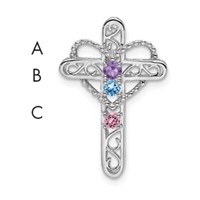14K White Gold Genuine Mother's Cross Pendant view 4
