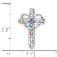 14K White Gold Genuine Mother's Cross Pendant view 3