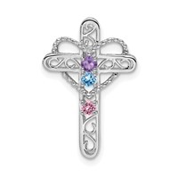 14K White Gold Genuine Mother's Cross Pendant view 1