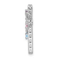 14K White Gold Genuine Mother's Cross Pendant view 2