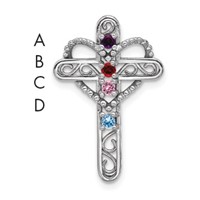 14K White Gold Genuine Mother's Cross Pendant view 4