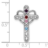 14K White Gold Genuine Mother's Cross Pendant view 3