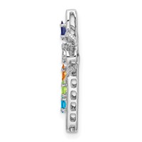 14K White Gold Synthetic Mother's Cross Pendant view 2