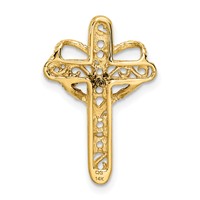 14K White Gold Synthetic Mother's Cross Pendant view 3