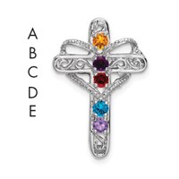 14K White Gold Synthetic Mother's Cross Pendant view 5