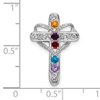 14K White Gold Synthetic Mother's Cross Pendant view 4