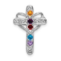 14K White Gold Synthetic Mother's Cross Pendant view 1