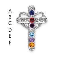 14K White Gold Synthetic Mother's Cross Pendant view 3