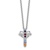 14K White Gold Synthetic Mother's Cross Pendant view 5