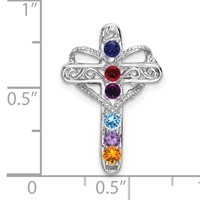 14K White Gold Synthetic Mother's Cross Pendant view 2