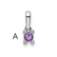 14K White Gold Family Jewelry Synthetic Stone & Diamond Set Pendant view 1
