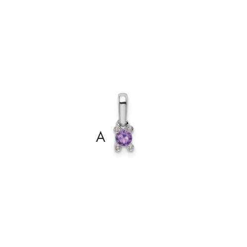 14K White Gold Family Jewelry Synthetic Stone & Diamond Set Pendant