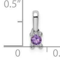 14K White Gold Family Jewelry Synthetic Stone & Diamond Set Pendant view 4