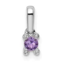 14K White Gold Family Jewelry Synthetic Stone & Diamond Set Pendant view 2