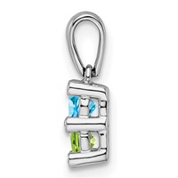 14K White Gold Family Jewelry Genuine Stone & Diamond Set Pendant view 3