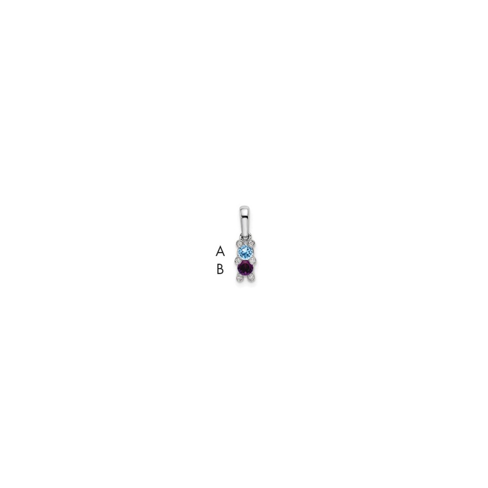 14K White Gold Family Jewelry Genuine Stone & Diamond Set Pendant