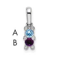 14K White Gold Family Jewelry Genuine Stone & Diamond Set Pendant view 1