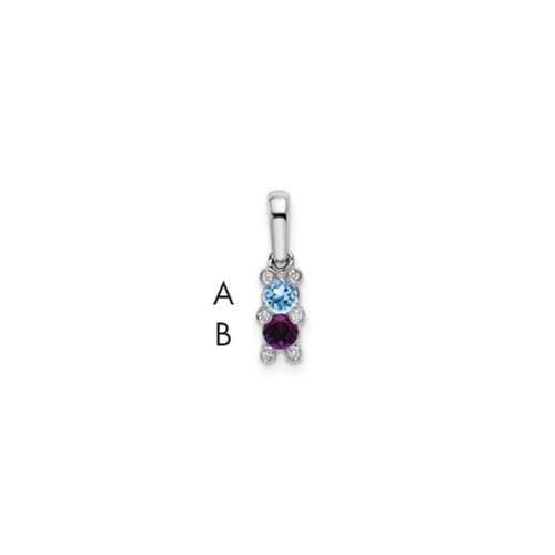 14K White Gold Family Jewelry Synthetic Stone & Diamond Set Pendant