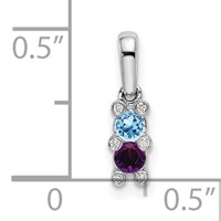 14K White Gold Family Jewelry Genuine Stone & Diamond Set Pendant view 5