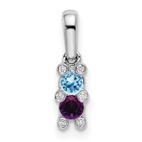 14K White Gold Family Jewelry Genuine Stone & Diamond Set Pendant view 2
