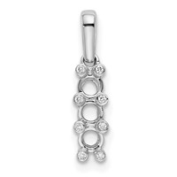 14K White Gold Family Jewelry Genuine Stone & Diamond Set Pendant view 3