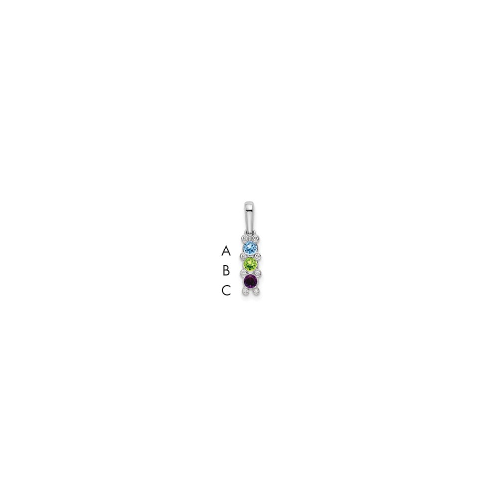 14K White Gold Family Jewelry Genuine Stone & Diamond Set Pendant