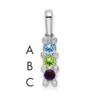 14K White Gold Family Jewelry Genuine Stone & Diamond Set Pendant view 1