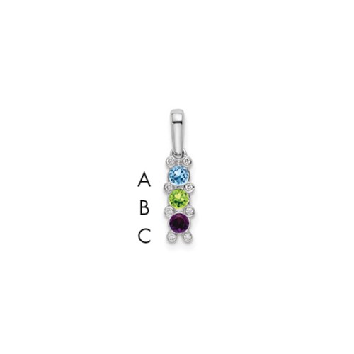 14K White Gold Family Jewelry Synthetic Stone & Diamond Set Pendant