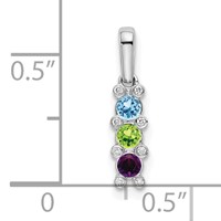 14K White Gold Family Jewelry Genuine Stone & Diamond Set Pendant view 4