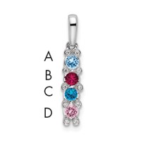 14K White Gold Family Jewelry Genuine Stone & Diamond Set Pendant view 1
