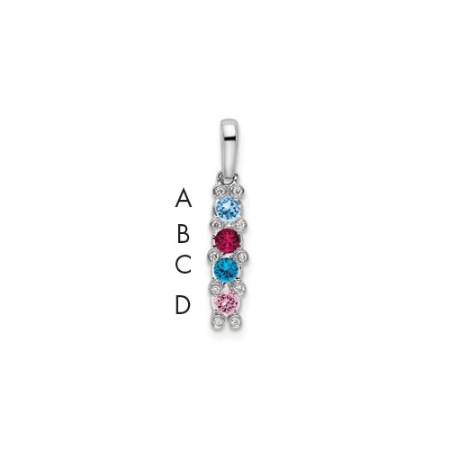 14K White Gold Family Jewelry Diamond Semi-Set Pendant