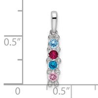 14K White Gold Family Jewelry Genuine Stone & Diamond Set Pendant view 4
