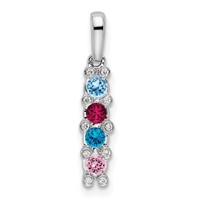 14K White Gold Family Jewelry Genuine Stone & Diamond Set Pendant view 2