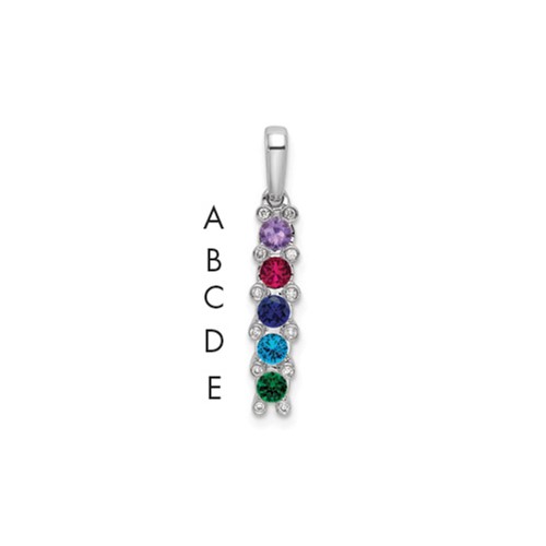 14K White Gold Family Jewelry Diamond Semi-Set Pendant