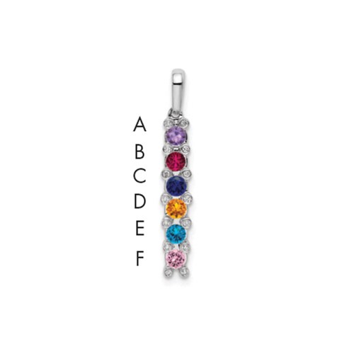 14K White Gold Family Jewelry Diamond Semi-Set Pendant