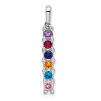 14K White Gold Family Jewelry Diamond Semi-Set Pendant view 2