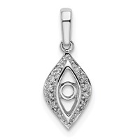 14K White Gold Family Jewelry Genuine Stone & Diamond Set Pendant view 3