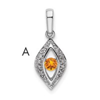 14K White Gold Family Jewelry Genuine Stone & Diamond Set Pendant view 1