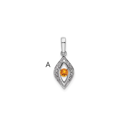 14K White Gold Family Jewelry Diamond Semi-Set Pendant