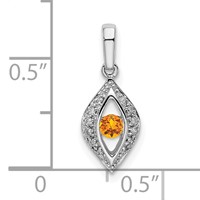 14K White Gold Family Jewelry Genuine Stone & Diamond Set Pendant view 4