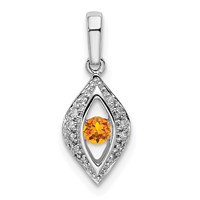 14K White Gold Family Jewelry Genuine Stone & Diamond Set Pendant view 2